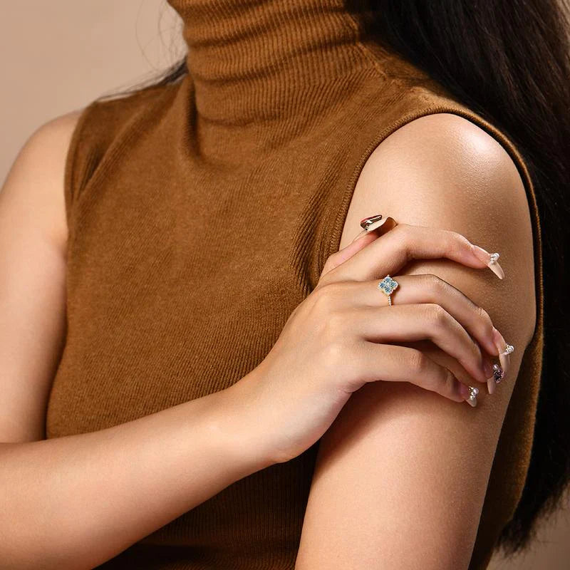Soraya Clover Ringe Blå | Hvid guld 18k