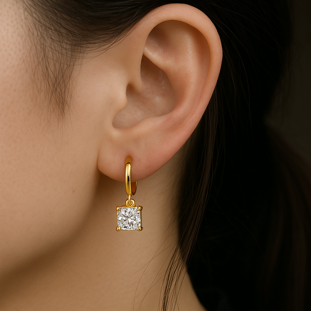 Aurora Square Drop Øreringe | Guld 16k