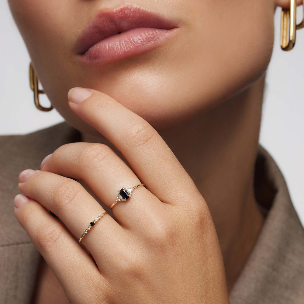 Sort Spinel Baguette Ringe | Guld 14k