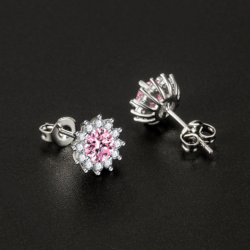 Solbesatte Muse øreringe pink | Hvidguld 18k