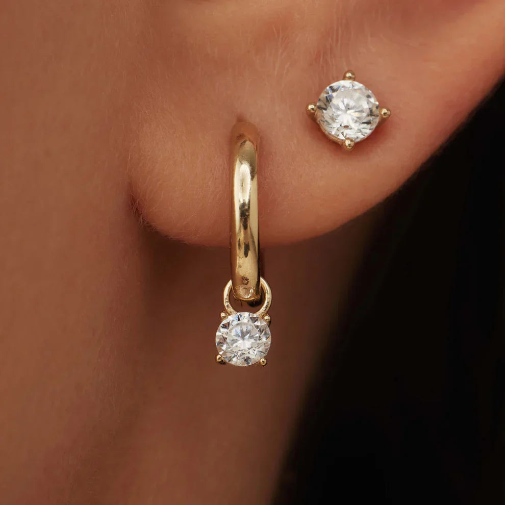 Larmes de Lune Sten Hoop Øreringe | Guld 14k
